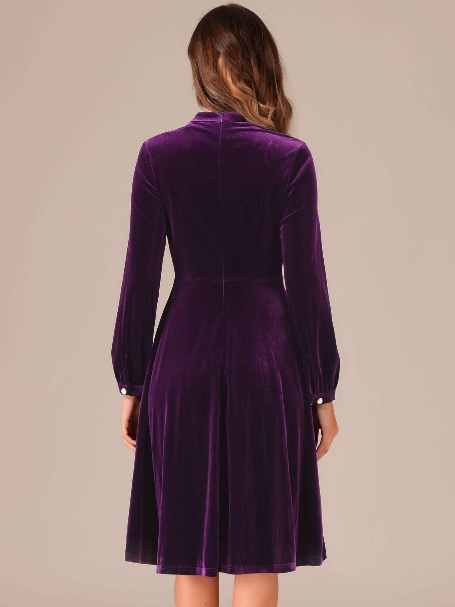 DARING DIVA Button Front Ruffle Vintage Flared Dress S Dark Purple