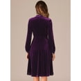thumbnail image 3 of DARING DIVA Button Front Ruffle Vintage Flared Dress S Dark Purple, 3 of 6