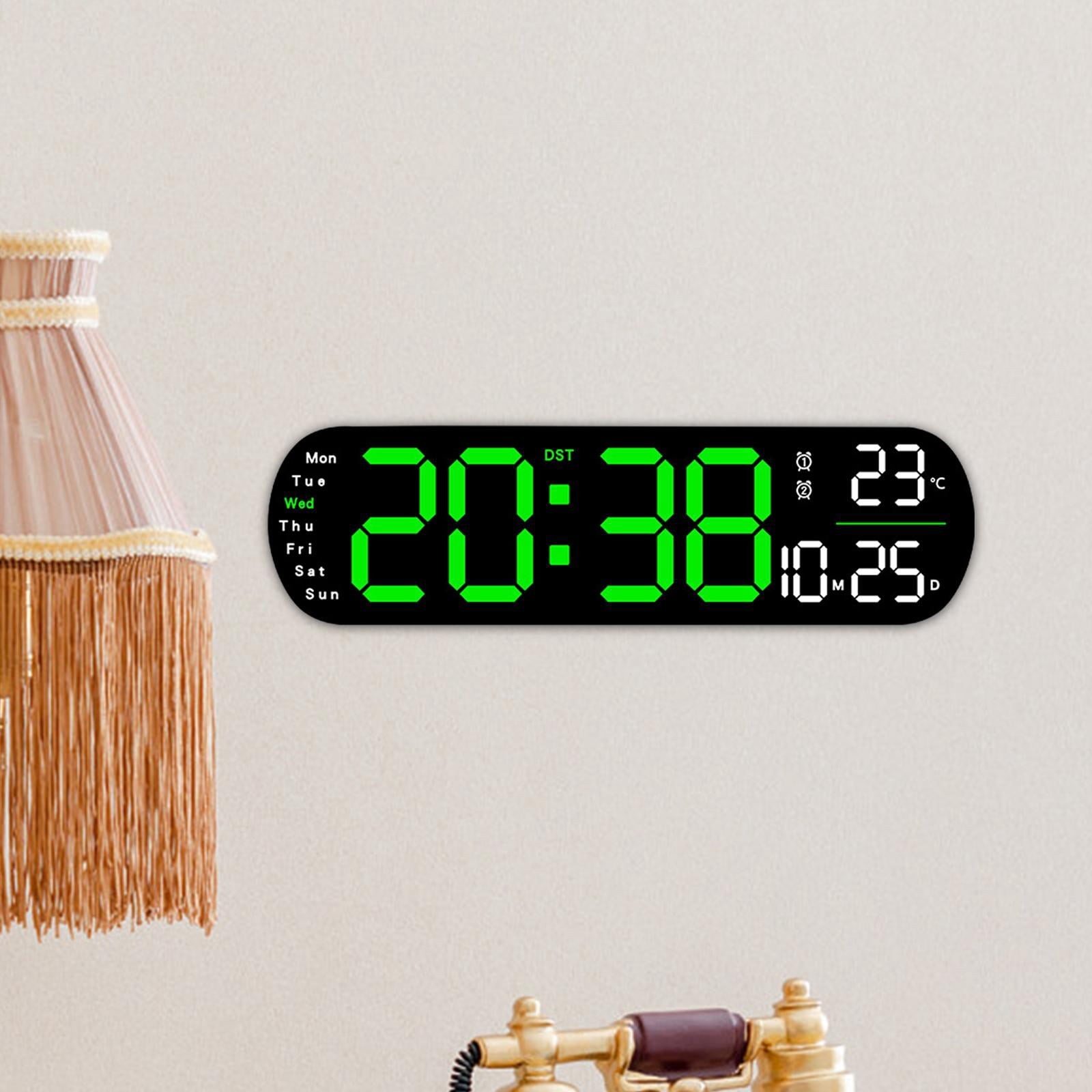 TISHITA Digital Alarm Clock Calendar Clock Desk Clock Tabletop Wall Mount Colorful Night Light  degreeF/ degreeC Switchable for Dorm Shelf Office Green