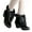 Black, variant on Womens Moccasin Plush Snow Boots Low Heel Warm Winter Ankle Dress Boots for Women