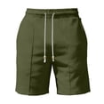 thumbnail image 5 of Hurxie Mens Casual Linen Shorts - 7 inch Elastic Waist Drawstring Summer Beach Vacation Short Army Green,S, 5 of 7