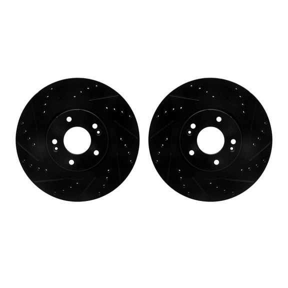 Dynamic Friction Company Front Brake Rotors-Drilled and Slotted-Black 8002-03026