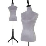 FDW Female model sewing dress form human body 59-67 inch adjustable dress with vertical wooden base, Grey