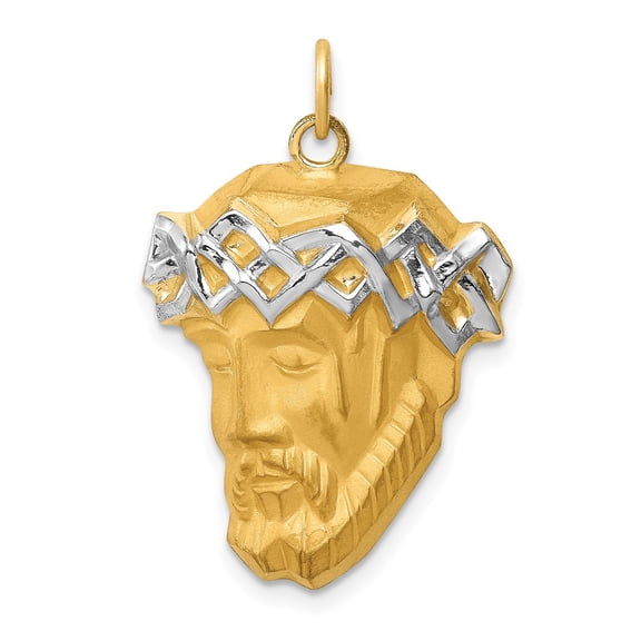 14K Yellow Gold Timeless Rhodium Polished Large Jesus Medal