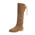 thumbnail image 2 of Wavsuf Cowgirl Boots for Girls Winter Knee High with Zipper Slip Resistant Oversized Flock Coffee Shoes Size 42, 2 of 6