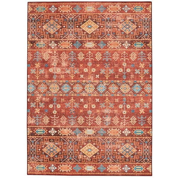Linon Washable Colson Polyester 2'x3' Rug in Red