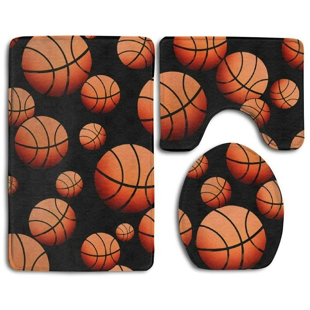 GOHAO Basketball Sports 3 Piece Bathroom Rugs Set Bath Rug Contour Mat