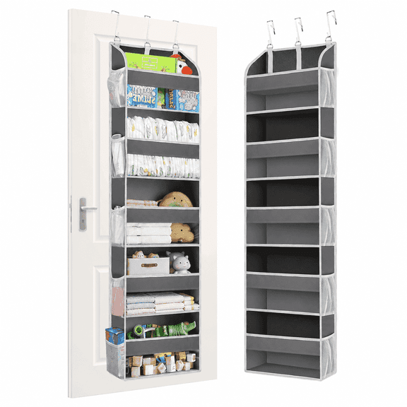 Brotasdro 5-Shelf 10-Pocket over-the-Door Hanging Organizer with Hooks, Gray