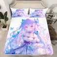 thumbnail image 2 of Feelyou Japanese Anime Girl Twin Sheet Sets, Buttefly Blue Purple Bedding, 3-Piece, 2 of 7