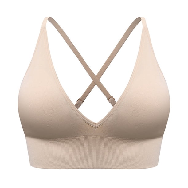 Sujetador deportivo largo con cuello en V para mujer - Tirantes finos ajustables - Top de yoga y fitness con copas acolchadas - Ropa deportiva de nailon y spandex