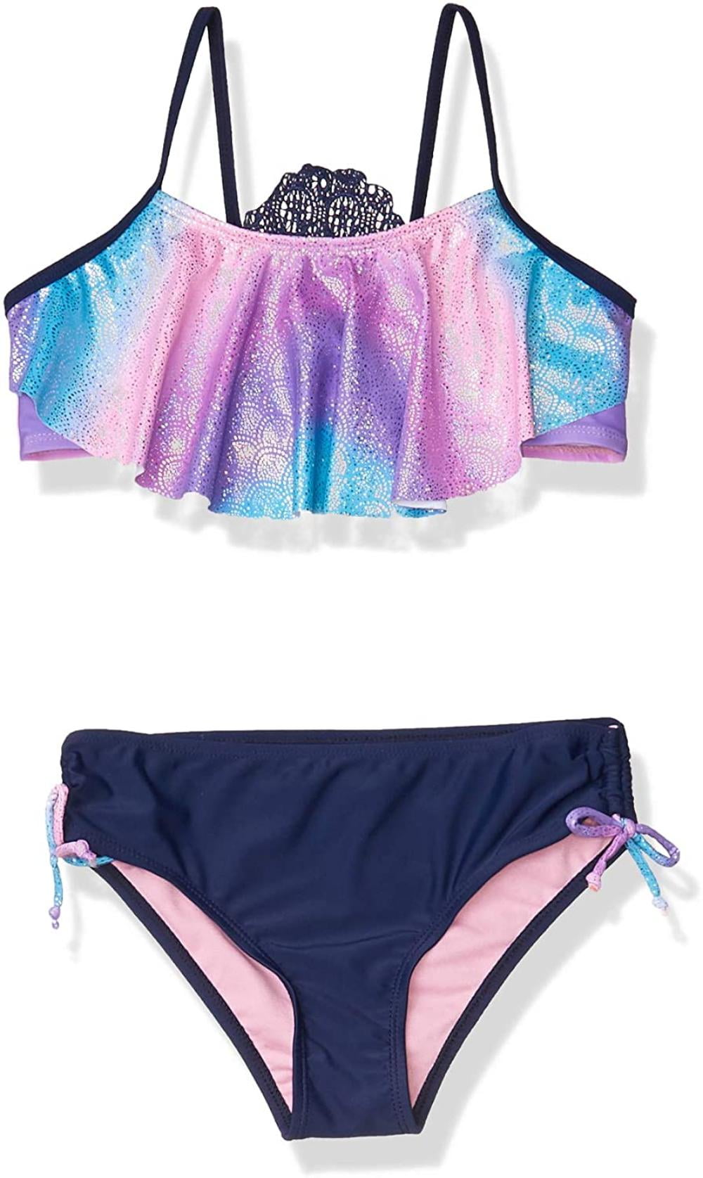Limited Too Girls Toddler Printed Two Piece Swimsuit with Ruffle Trim Limited Too Girls Toddler Printed Two Piece Swimsuit with Ruffle Trim