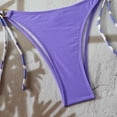 thumbnail image 4 of Women's Triangle Bikini Set Halter String Two Piece Swimsuit Brazillian Bathing Suit Cheeky Cute Swimwear (Purple,L), 4 of 6