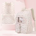 thumbnail image 4 of Heart Dot Print Polyester Backpack , Large Capacity Lightweight Casual Daypack with Breathable Padded Shoulder Straps, Multi-Pocket Storage Bag for Daily Commuting & Travel, 4 of 9