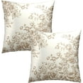 thumbnail image 2 of Vintage Flowers Pillow Covers 20x20 Inch, Set of 2 Grandmillennial Brown Tan Floral Throw Pillowcases with Zipper Square Cushion Cover for Couch Sofa Bed Indoor Outdoor Home Decor, 2 of 4