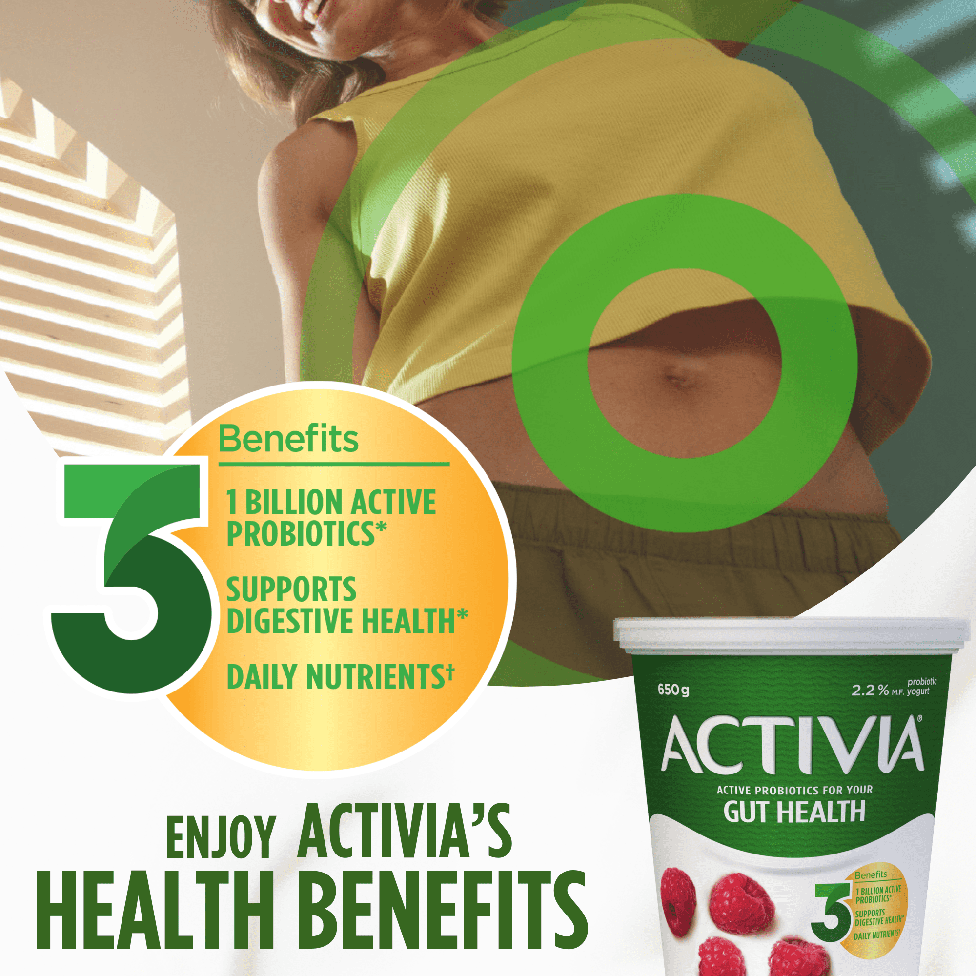 Activia Probiotic Yogurt, Raspberry, 650 g
