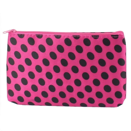 Unique Bargains Lady Dots Pattern Makeup Cosmetic Bag Organizer Red