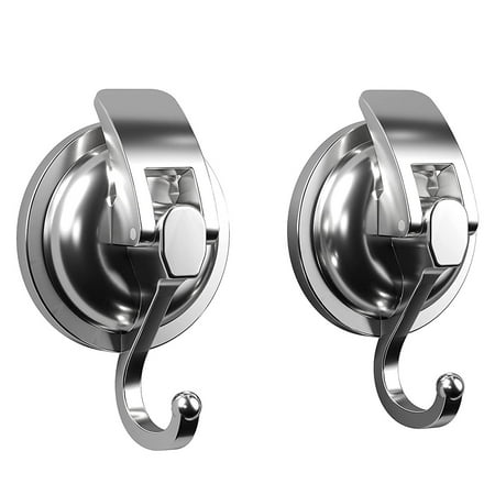 

2Pack Suction Cup Hooks Heavy Duty Powerful Hooks Vacuum Suction Shower Hooks Reusable Without Punching Waterproof Wall Bathroom Kitchen Restroom - Silver