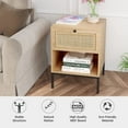 thumbnail image 5 of Brafab Rattan Nightstand Set of 2, End Table, Bedside Table, Rattan Side Table with Handmade Natural Rattan Decorative Door, Accent Table, Modern Nightstand for Bedroom, Living Room, 5 of 9