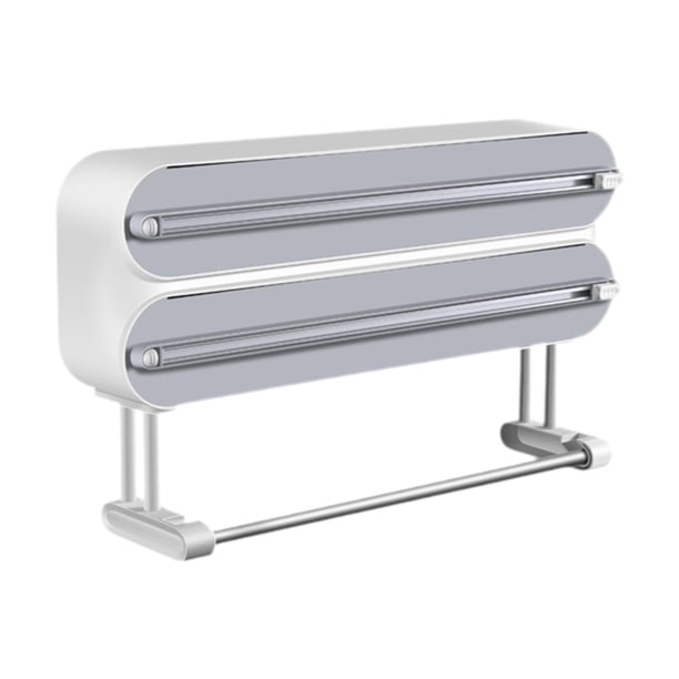 Dispensador de film transparente,Dispensador de film para alimentos Cortador de film de aluminio,Dispensador de film plástico de dos niveles Dispensador de papel de aluminio,Dispensador de