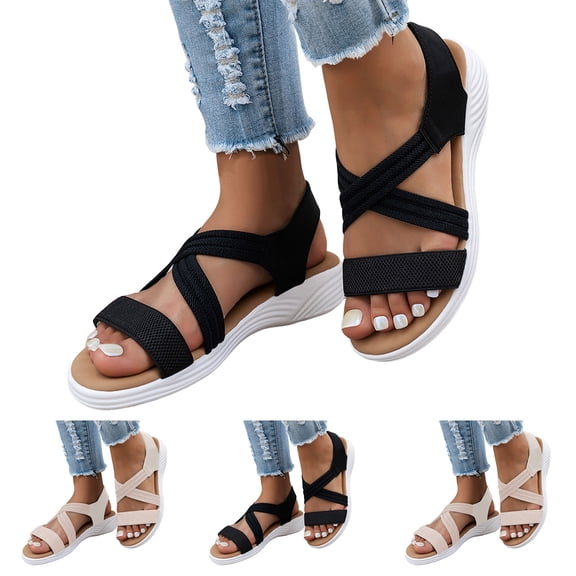 Dakaela Orthopedic Walking Sandals for Women with Arch Support Comfortable Plantar Fasciitis Orthotic Casual Shoes for Summer Beach Beige 6.5