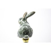 Gray Rabbit Finial Hand Painted Porcelain 2.5h