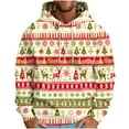 BADHUB Men's Christmas Hoodies Elk Striped Graphic Sweatshirts Long