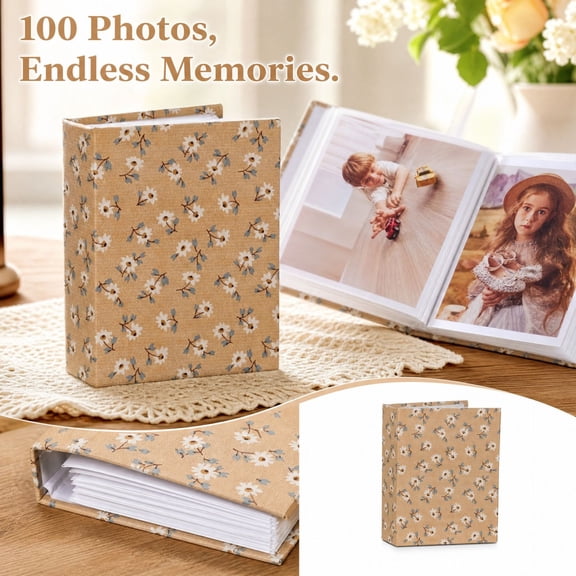 Photo Album for 4x6 Holds 100 Photos, Cover Picture Photo Book for Family Wedding Anniversary Baby Vacation,Photo Storage