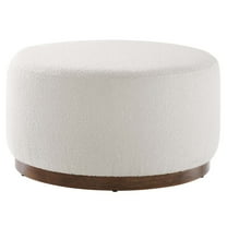 Ottoman Accent Chair, White Walnut, Fabric, French Living Lounge Cafe Lobby Hospitality Restaurant, Modern Contemporary HB36657