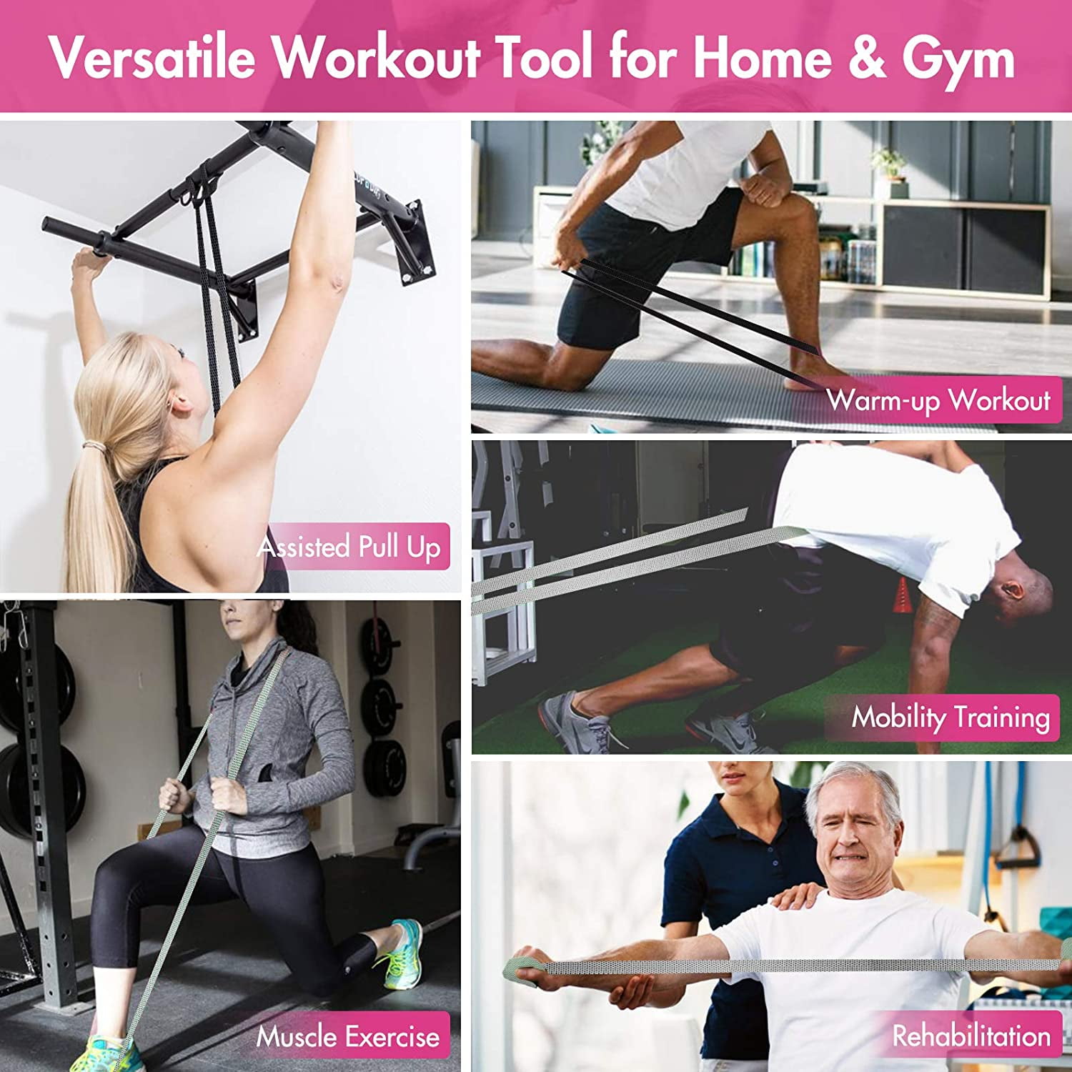 Long Resistance Bands Fabric Pull Up Assistance Bands 3 Pack Thick Cloth Stretch Bands for Exercise Fitness Loop Band Set for Leg Thigh Hip Squat Booty Full Body Workout Weight Training