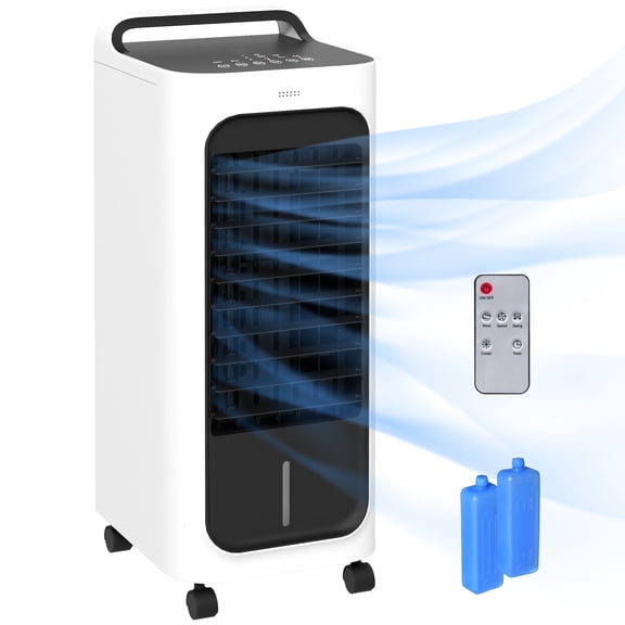 Room Air Cooler with Ice Packs, Portable Evaporative Cooler Fan with Remote, Timer, Oscillating - 1.3 Gal Tank for 215 sq ft Rooms