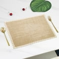 thumbnail image 2 of Btomtd Jute Linen Weaving Placemats Lace Printable Insulating Pads Western Style Table Decor Mats Table Place Mats for Household, A, 2 of 6