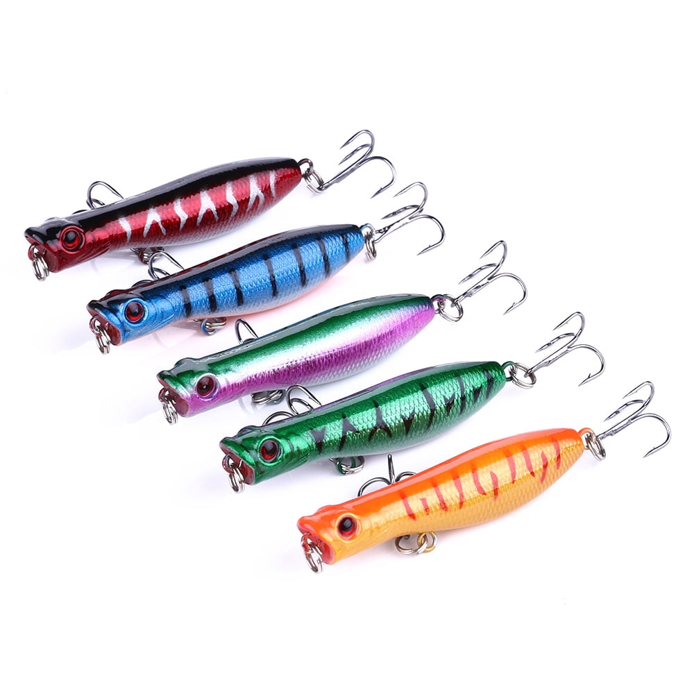 HENGJIA Top Water Popper Fishing Lures Saltwater, Pack of 5 Poppers Lures Artificial Hard Baits for Bass, Redfish, Trout, Walleye