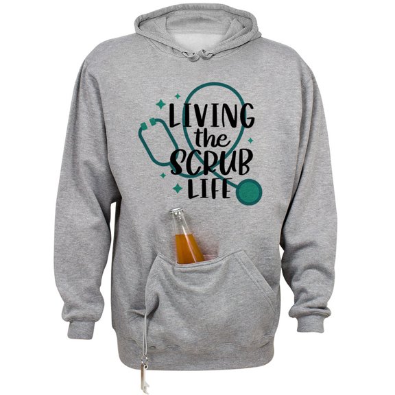 Living the Scrub Life Beer Holder Tailgate Hoodie Sweatshirt Unisex Large Oxford