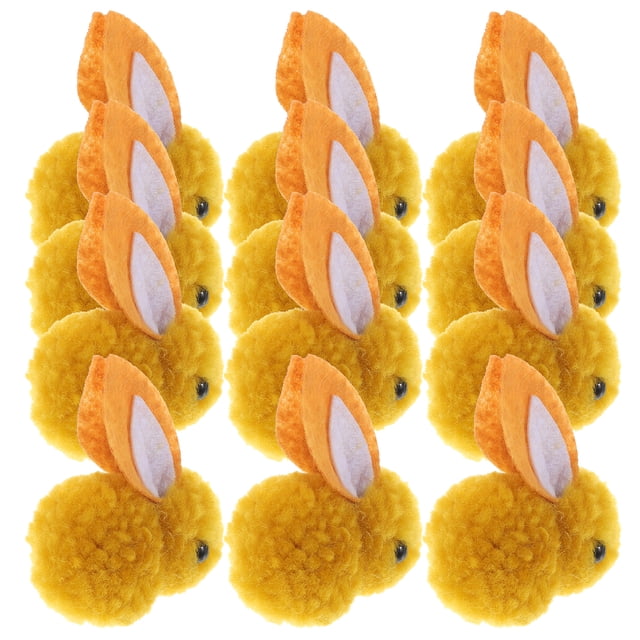 Shisuyan Miniature Rabbit Figurines Plush Rabbit Doll Light Brown 12Pcs 2.2In