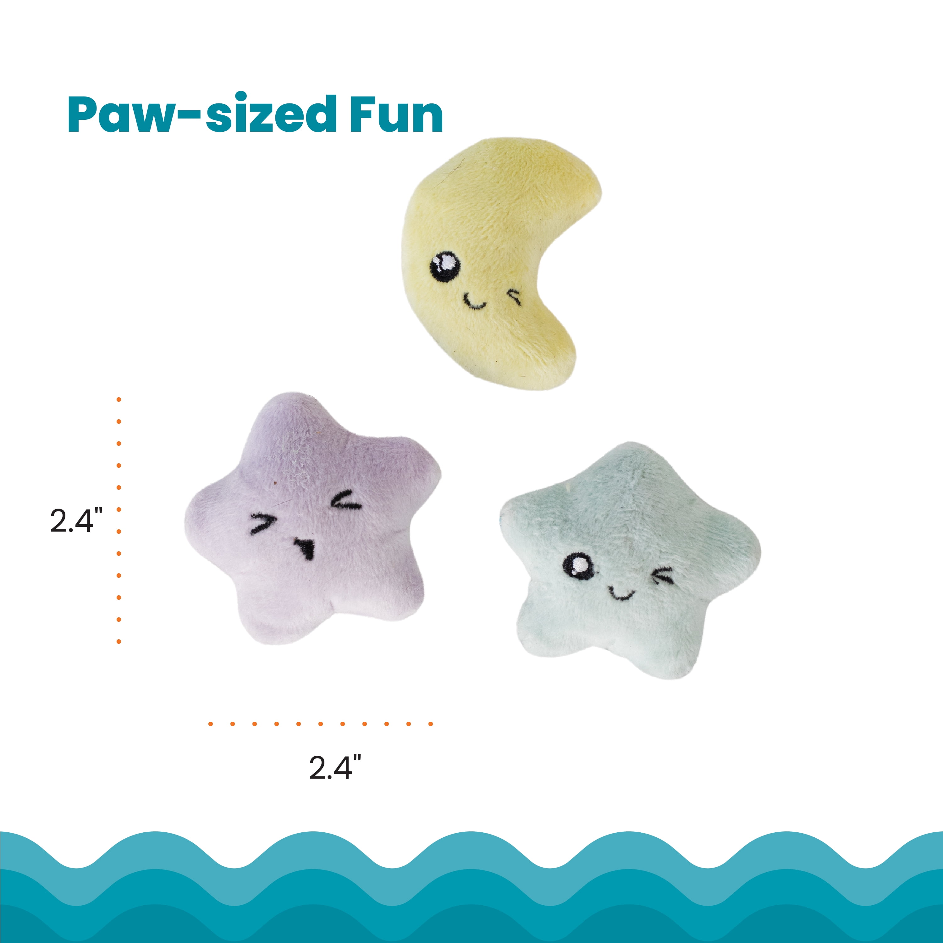 Catstages Toss 'N Twinkle Light-Up Cat Toys with Catnip & Crinkle, Multicolored, 3-Pack