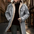 thumbnail image 2 of Men's Longline Suede Hooded Jacket, Knee-Length Military Coat with Multiple Pockets, Zippered Casual Outerwear, 2 of 9