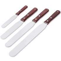 4pcs Straight Cake Icing Spatula Set 4” 6” 8” 10” Professional Stainless Steel Cake Decorating Frosting Spatulas with Wooden Handle