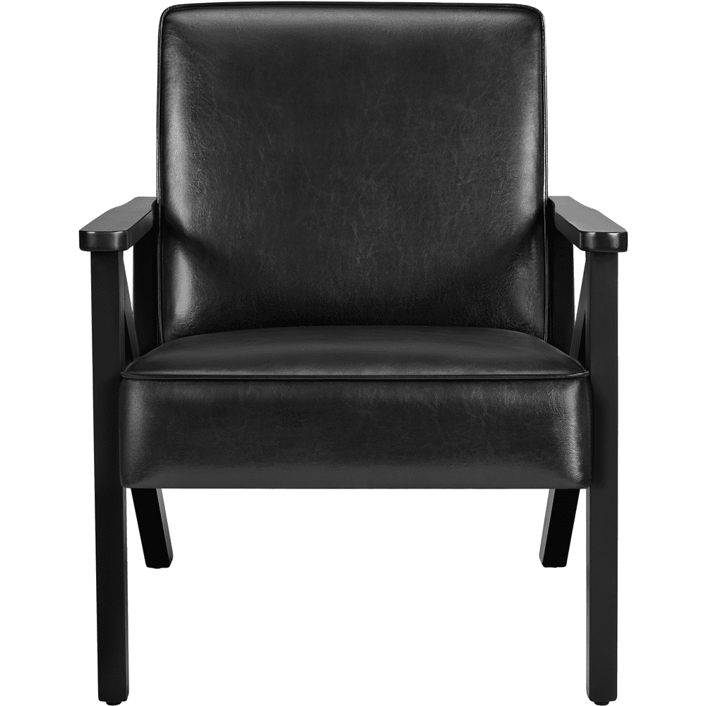 Renwick Modern Faux Leather Accent Chair for Living Room, Black