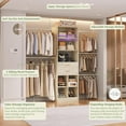 thumbnail image 4 of Besiost Closet System, 4-8 FT Closet Organizer Systems with 2 Wooden Drawers and 5 Hanging Rods, Can Fit 60 to 96 inch Walk-in Closet System, Greige Oak, 4 of 7
