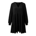 thumbnail image 5 of TSADFHJI Jupes pour Femmes Longueur Midi Robe en Denim Boho Manches Courtes Col Rond avec Poches Robe Décontractée Imprimée Col Rond Robe Printemps m Noir, 5 of 5