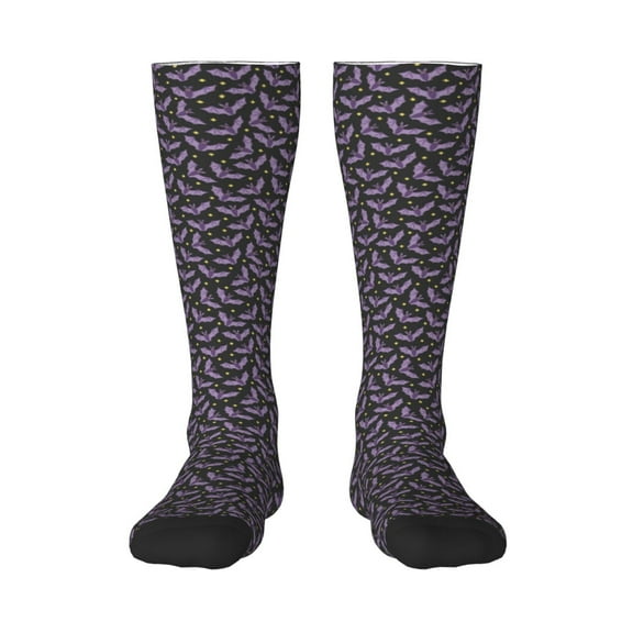 Fuzoiu Bat Purple Print Adult Stockings,Crew Socks,Unisex Fashion Socks, Casual Sports Socks,Comfortable Crew Socks for Everyday Wear and Sports