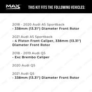 Max Advanced Brakes - Brake Kit for 2017-2021 Audi Q5 A4/allroad/Quattro A5 Quattro/Sportback w/13.31 Dia F Rotor Front Replacement Cross Drilled Disc Brake Rotors and Ceramic Brake Pads