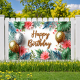 thumbnail image 6 of Tropical Design Happy Birthday Banner Floral Decoration Leopard Print Balloons Celebration Backdrop for Birthday Party Indoor Outdoor Kids, 6 of 7