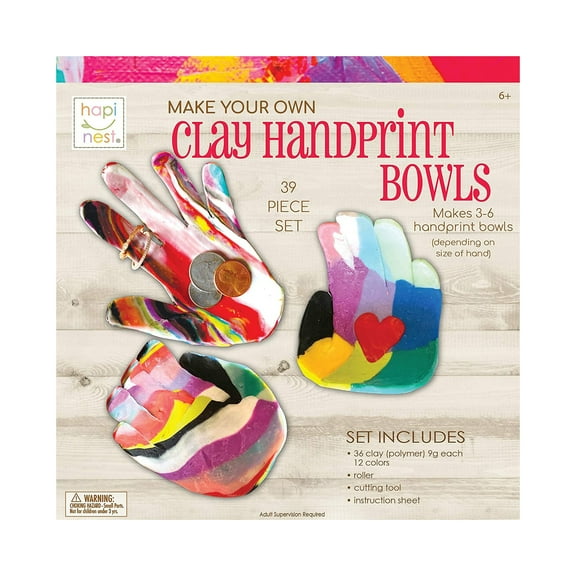 Hapinest Make Your Own Clay Handprint Bowls Craft Kit for Kids Boys and Girls Ages 6 Years and Up