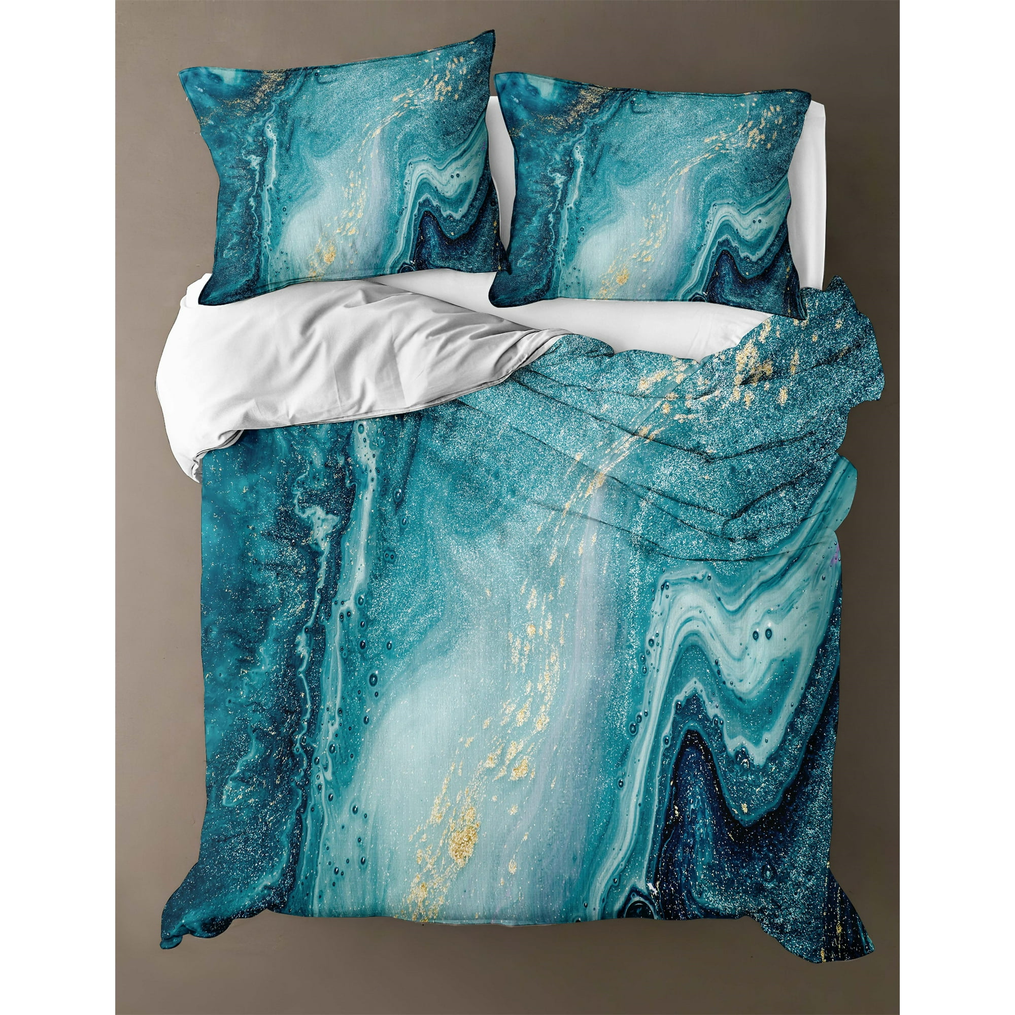 Move Over Marble Bedding Sets Full Teal Marble Textured Duvet