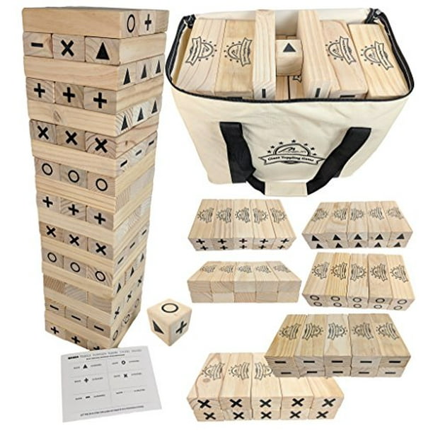 60 BLOCKS TIC TAC GIANT TOPPLING TUMBLING TOWER with Bonus Rules Card