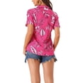 thumbnail image 3 of INSPIRE CHIC Valentine's Day Women's Shirts Hawaiian Short Sleeve Tropical Floral Button Down Tops S Hot Pink, 3 of 6