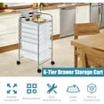 thumbnail image 5 of BOBOKY 6 Storage Drawer Cart Rolling Organizer Cart for Tools Scrapbook Paper Home Office School Multipurpose Mobile Utility Cart (Clear White), 5 of 9