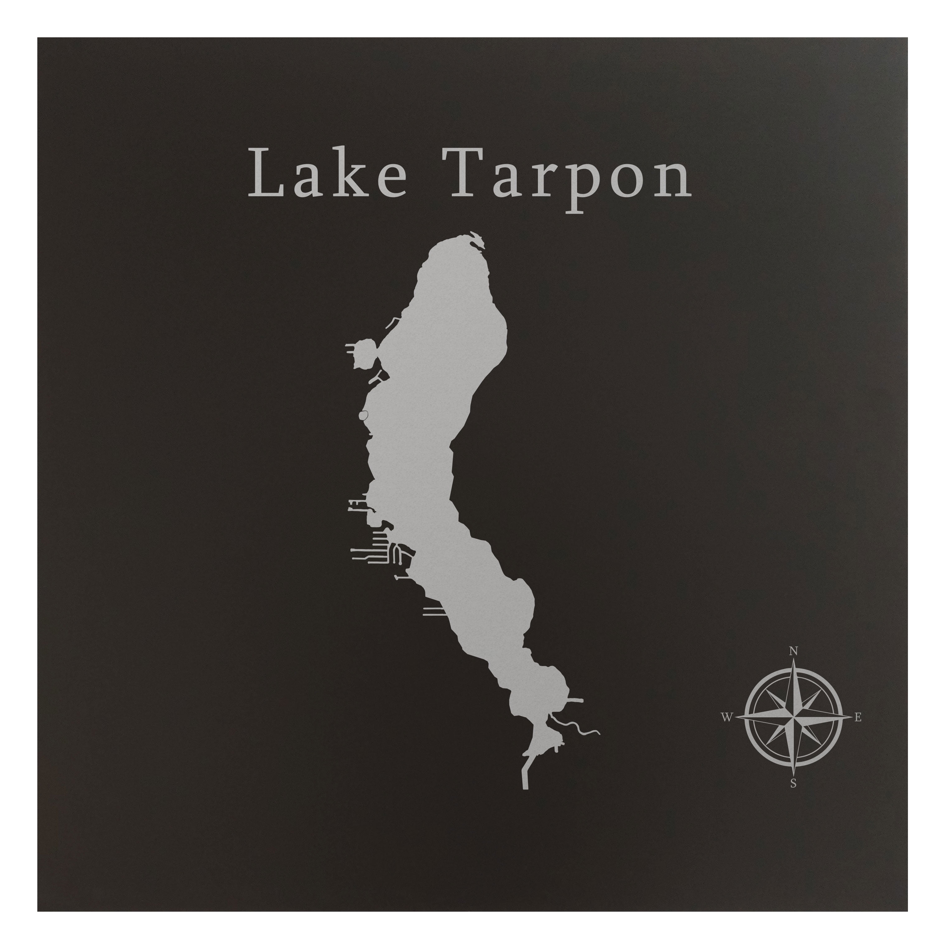 Lake Tarpon Map 24x24" Black Metal Wall Art Office Decor Gift Engraved