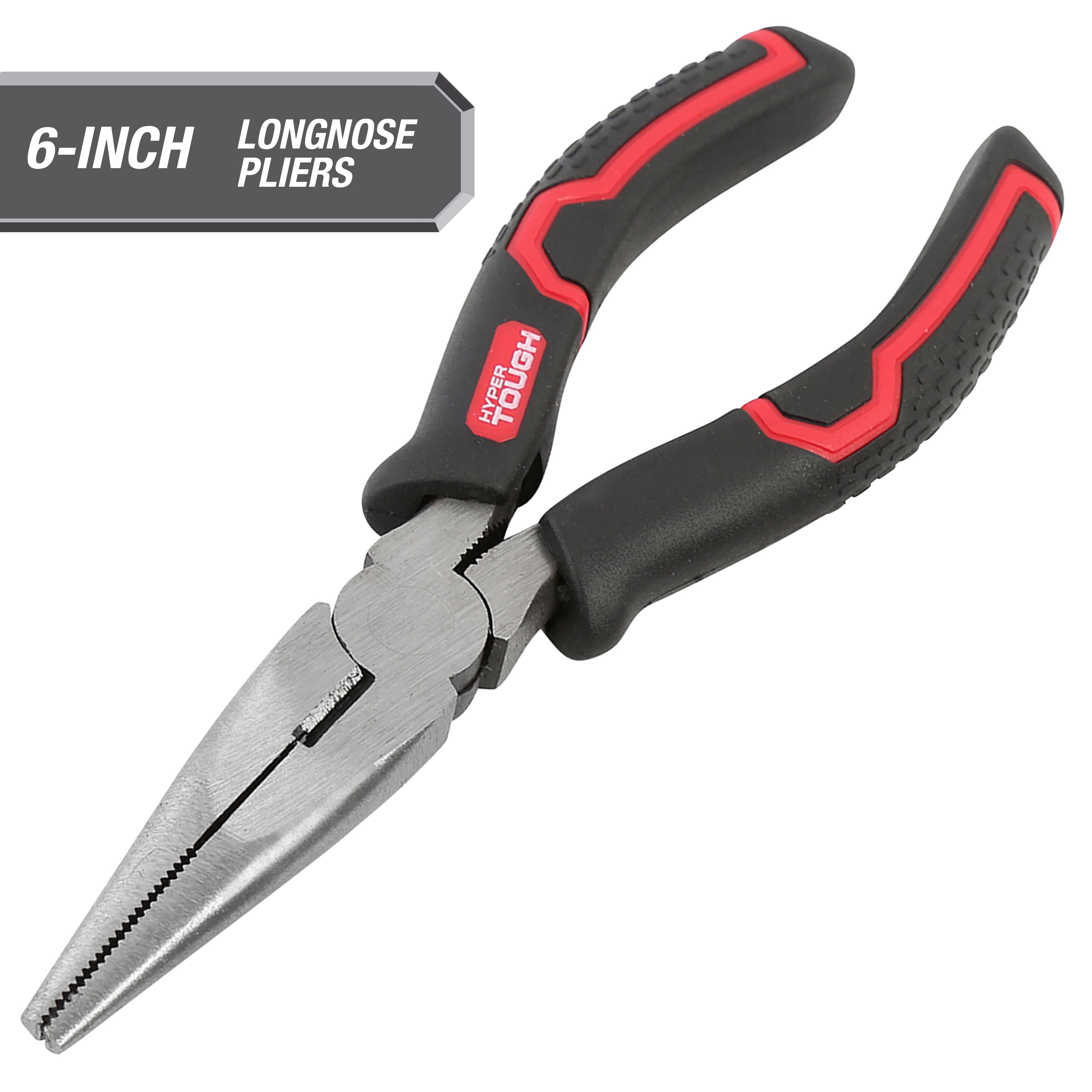 Hyper Tough 6-inch Long Nose Plier with Ergonomic Comfort Grips